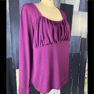 Square Neck Ruched Bust Long Sleeve Blouse